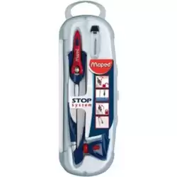 196100 MAPED COMPÁS STOP SYSTEM CON ADAPTADOR ESTUCHE DE 3 PIEZAS