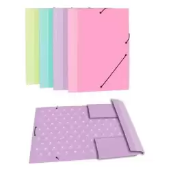 4789R MARIOLA CARPETA CON GOMAS 3 SOLAPAS FOLIO CARTÓN FORRADO PLASTIFICADO MATE SURTIDOS PASTEL