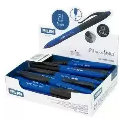 1765914925B MILAN BOLÍGRAFO P1 TOUCH STYLUS PUNTERO TINTA AZUL CAJA EXPOSITORA DE 25 AZUL/NEGRO