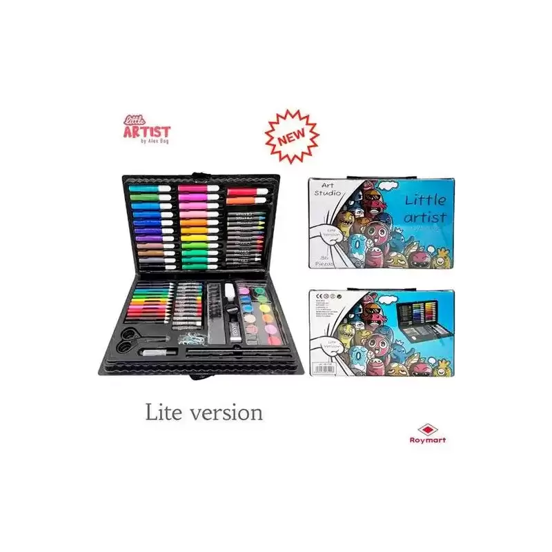 AB-1100 ALEX BOG SET ART STUDIO LITTLE ARTIST 86 PIEZAS PLASTIC BOX C/SURTIDOS