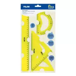 359801Y MILAN REGLAS FLEX&RESISTANT 30 CM AMARILLO TRANSLUCIDO KIT 4 PIEZAS