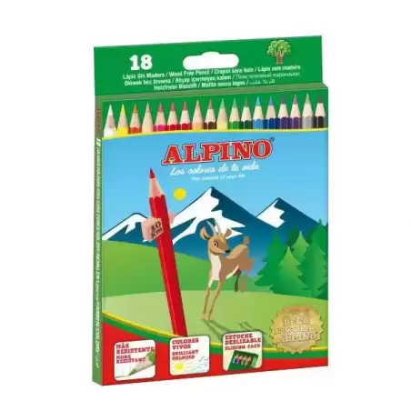 AL010656 ALPINO LÁPICES DE COLORES 175MM C/SURTIDOS ESTUCHE 18 UD