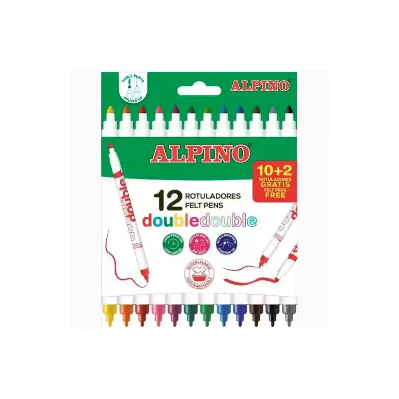 AR002013N ALPINO ROTULADORES DOUBLE DOBLE PUNTA FINA/GRUESA ESTUCHE DE 10+2 C/SURTIDOS