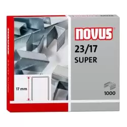 042-0045 NOVUS GRAPAS 23/17 SUPER PARA GRAPADORAS DE GRUESOS CAJA 1000 UD