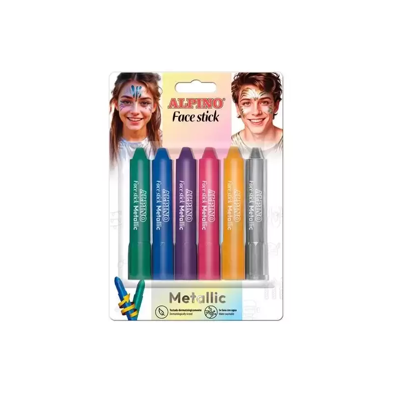DL000014M ALPINO MAQUILLAJE EN BARRA METALLIC FACE STICK C/SURTIDOS BLÍSTER 6 UD