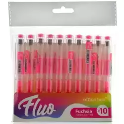 FL142 OFFICE BOX MARCADOR FLUORESCENTE FLUO RECARGABLE ROSA PACK 10 UD