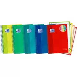 400138670 OXFORD CUADERNO TOUCH EUROPEANBOOK 4 MICROPERFORADO 120H A5+ 5X5 T/EXTRADURA PACK 5 UD C/SURTIDOS VIVOS