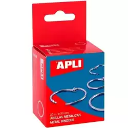 00451 APLI ANILLAS METÁLICAS ARTICULADAS Ø20MM CAJA 20 UD NIQUELADAS