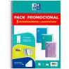 400195027 OXFORD CUADERNO EUROPEANBOOK 1 TOUCH WRITE&ERASE 80H A4 5X5 T/EXTRADURA C/SURTIDOS PASTEL PACK PROMOCIONAL 3 UD