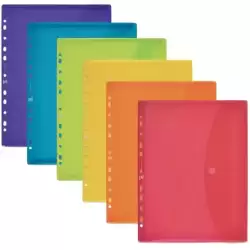 400113412 OXFORD SOBRE MULTITALADRO CON VELCRO A4 PLÁSTICO FLEXIBLE TRANSLÚCIDO C/SURTIDOS