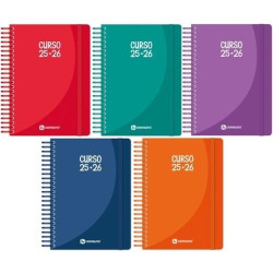 74141499 CENTAURO AGENDA ESCOLAR A5 ESPIRAL 2DP TAPA PP COLORES SURTIDOS 25-26