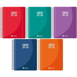 75172099 CENTAURO AGENDA ESCOLAR A6 ESPIRAL DP TAPA FORRADA COLORES SURTIDOS 25-26