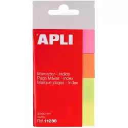 11286 APLI MARCADORES DE PÁGINA 50X20MM 4 COLORES FLUORESCENTES 40 HOJAS POR COLOR