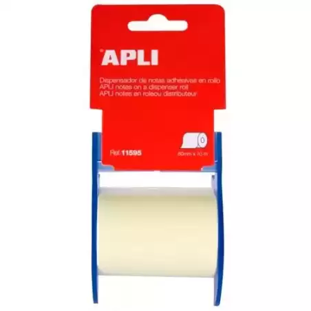 11595 APLI DISPENSADOR DE NOTAS ADHESIVAS EN ROLLO 60MMX10M AMARILLO PASTEL