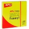 11897 APLI BLOC NOTAS ADHESIVAS FUNNY REPOSICIONABLES 100H 75X75 AMARILLO FLUORESCENTE PACK 12 UD