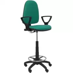 T04CPBALI456BGOLF PIQUERAS Y CRESPO TABURETE AYNA B/FIJOS REGULABLE EN ALTURA Y ARO REPOSAPIÉS TAPIZADO BALI VERDE ESMERALDA