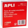12909 APLI TACO DE NOTAS ENCOLADAS 500H 100X100MM BLANCO