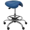T16SPAZ PIQUERAS Y CRESPO TABURETE ALATOZ GIRATORIO ANATÓMICO BASE CROMADA TAPIZADO SIMILPIEL AZUL
