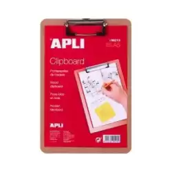 18213 APLI CARPETA CON PINZA ALAMBRE SUPERIOR A5 BASE DE MADERA