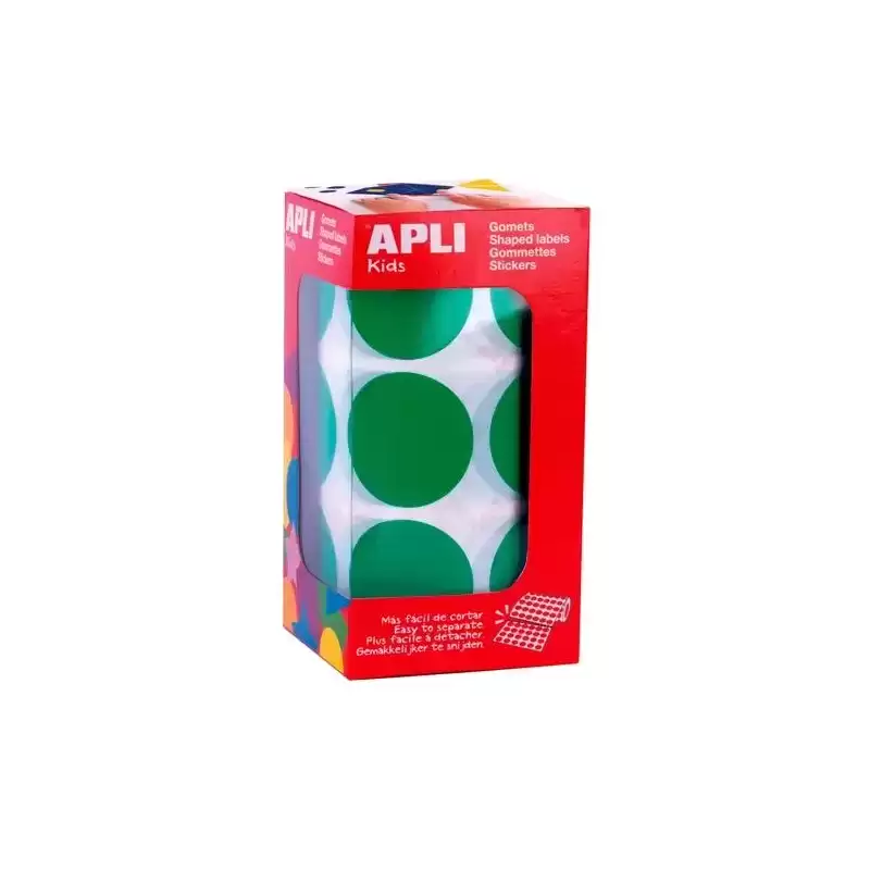 17862 APLI GOMETS REDONDOS 33MM ROLLO VERDE -ROLLO 708 UNIDADES-
