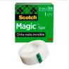 7100024666 SCOTCH MAGIC CINTA ADHESIVA INVISIBLE ROLLO 19MM X 33MM CAJA INDIVIDUAL