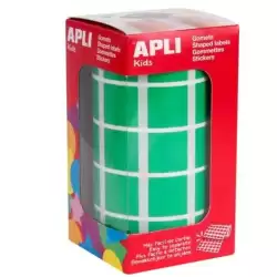 4878 APLI GOMETS CUADRADOS 20MM ROLLO VERDE -ROLLO 1770 UNIDADES-